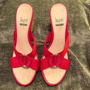Red wedge sandals